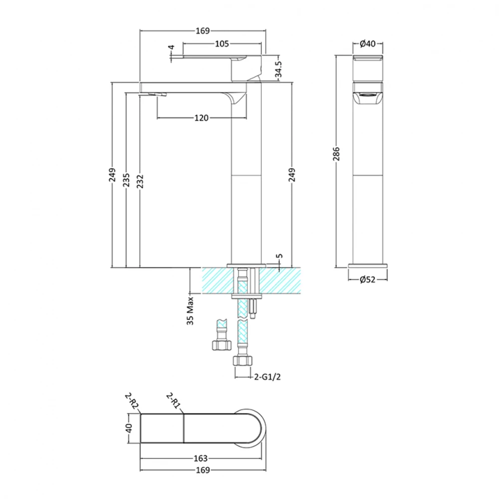 Hudson Reed Sottile Round Tall Basin Mixer Tap & Waste 6 Hudson Reed Sottile Round Tall Basin Mixer Tap & Waste - Image 4