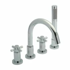 Hudson Reed Tec Crosshead 4 Hole Deck Mounted Bath Shower Mixer With Pull Out Handset