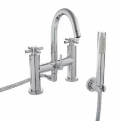 Hudson Reed Tec Crosshead Deck Mounted Bath Shower Mixer With Handser Kit