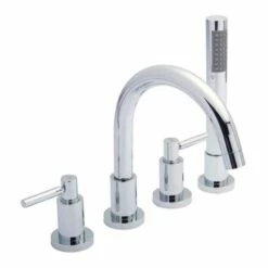 Hudson Reed Tec Lever 4 Hole Deck Mounted Bath Shower Mixer With Pull Out Handset