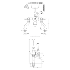 Hudson Reed Black Topaz Lever Deck Mounted Bath Shower Mixer With Handset Kit & Dome Collars -TAP WAREHOUSE Shop hudson reed topaz lever bath shower mixer bc404dl technical drawing