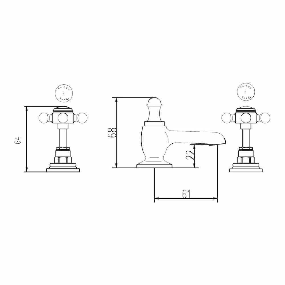 Hudson Reed Topaz 3 Hole Basin Mixer With Pop-Up Waste 5 Hudson Reed Topaz 3 Hole Basin Mixer With Pop-Up Waste - Image 3