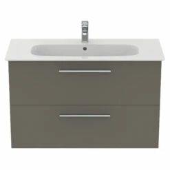 Ideal Standard I.life A 1040mm Wall Mounted 2 Drawer Vanity Unit & Basin - Quartz Grey Matt With Black Handles 23 Ideal Standard I.life A 1040mm Wall Mounted 2 Drawer Vanity Unit & Basin - Quartz Grey Matt With Black Handles -TAP WAREHOUSE Shop i.life a 1040 wall 2 drawer vanity unit quartz chrome front