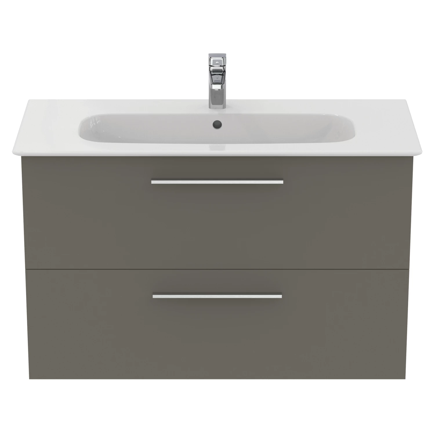 Ideal Standard I.life A 1040mm Wall Mounted 2 Drawer Vanity Unit & Basin - Quartz Grey Matt With Black Handles 12 Ideal Standard I.life A 1040mm Wall Mounted 2 Drawer Vanity Unit & Basin - Quartz Grey Matt With Black Handles - Image 10