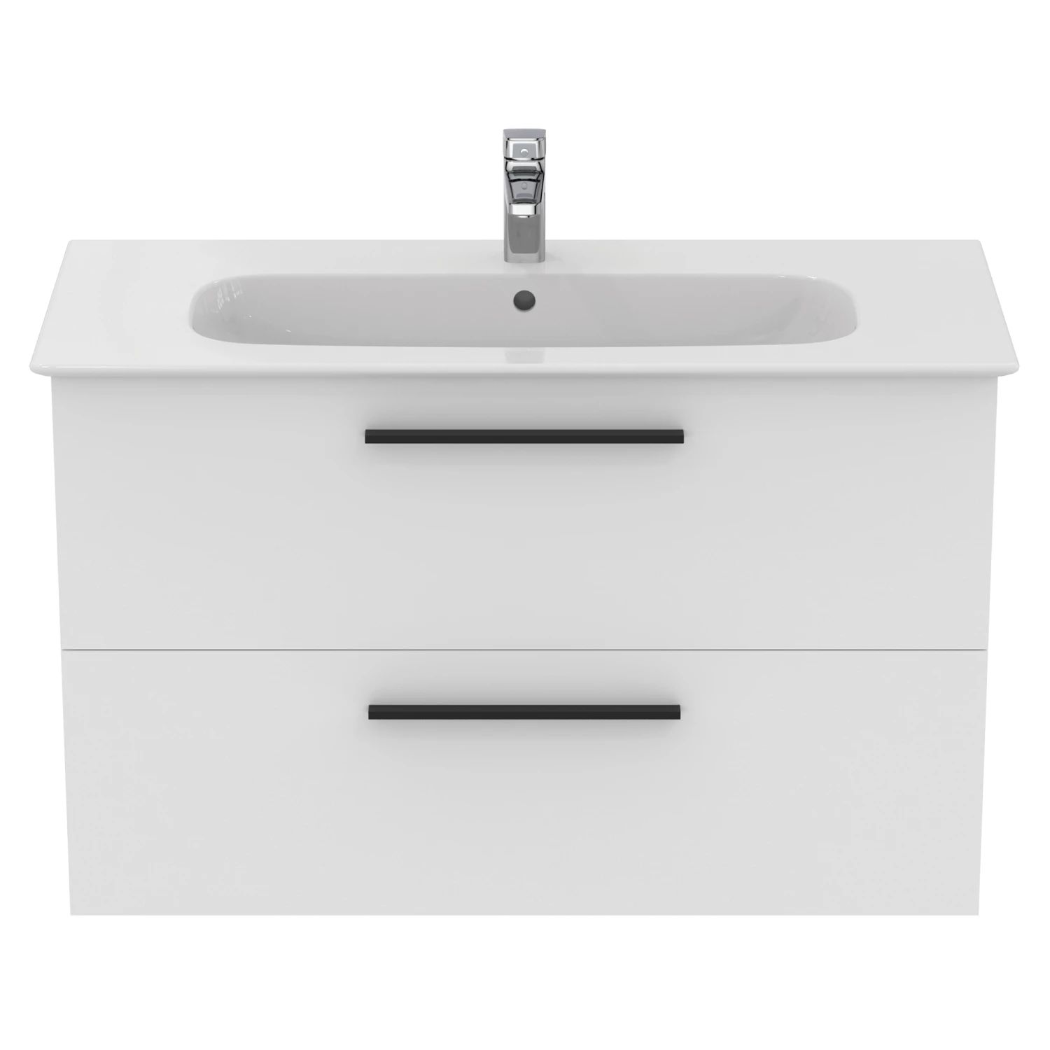 Ideal Standard I.life A 1040mm Wall Mounted 2 Drawer Vanity Unit & Basin - Quartz Grey Matt With Black Handles 6 Ideal Standard I.life A 1040mm Wall Mounted 2 Drawer Vanity Unit & Basin - Quartz Grey Matt With Black Handles - Image 4