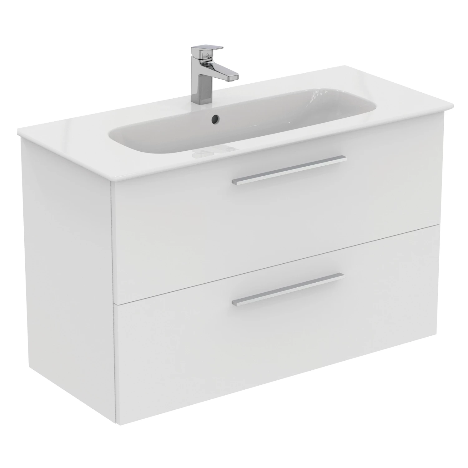 Ideal Standard I.life A 1040mm Wall Mounted 2 Drawer Vanity Unit & Basin - Quartz Grey Matt With Black Handles 7 Ideal Standard I.life A 1040mm Wall Mounted 2 Drawer Vanity Unit & Basin - Quartz Grey Matt With Black Handles - Image 5