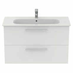 Ideal Standard I.life A 1040mm Wall Mounted 2 Drawer Vanity Unit & Basin - Quartz Grey Matt With Black Handles 19 Ideal Standard I.life A 1040mm Wall Mounted 2 Drawer Vanity Unit & Basin - Quartz Grey Matt With Black Handles -TAP WAREHOUSE Shop i.life a 1040 wall 2 drawer vanity unit white chrome front
