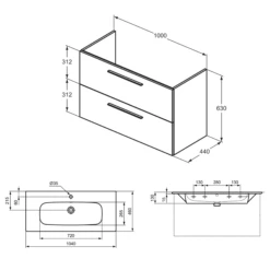 Ideal Standard I.life A 1040mm Wall Mounted 2 Drawer Vanity Unit & Basin - Quartz Grey Matt With Black Handles 25 Ideal Standard I.life A 1040mm Wall Mounted 2 Drawer Vanity Unit & Basin - Quartz Grey Matt With Black Handles -TAP WAREHOUSE Shop i.life a 1040 wall hung 2 drawer vanity unit basin tech