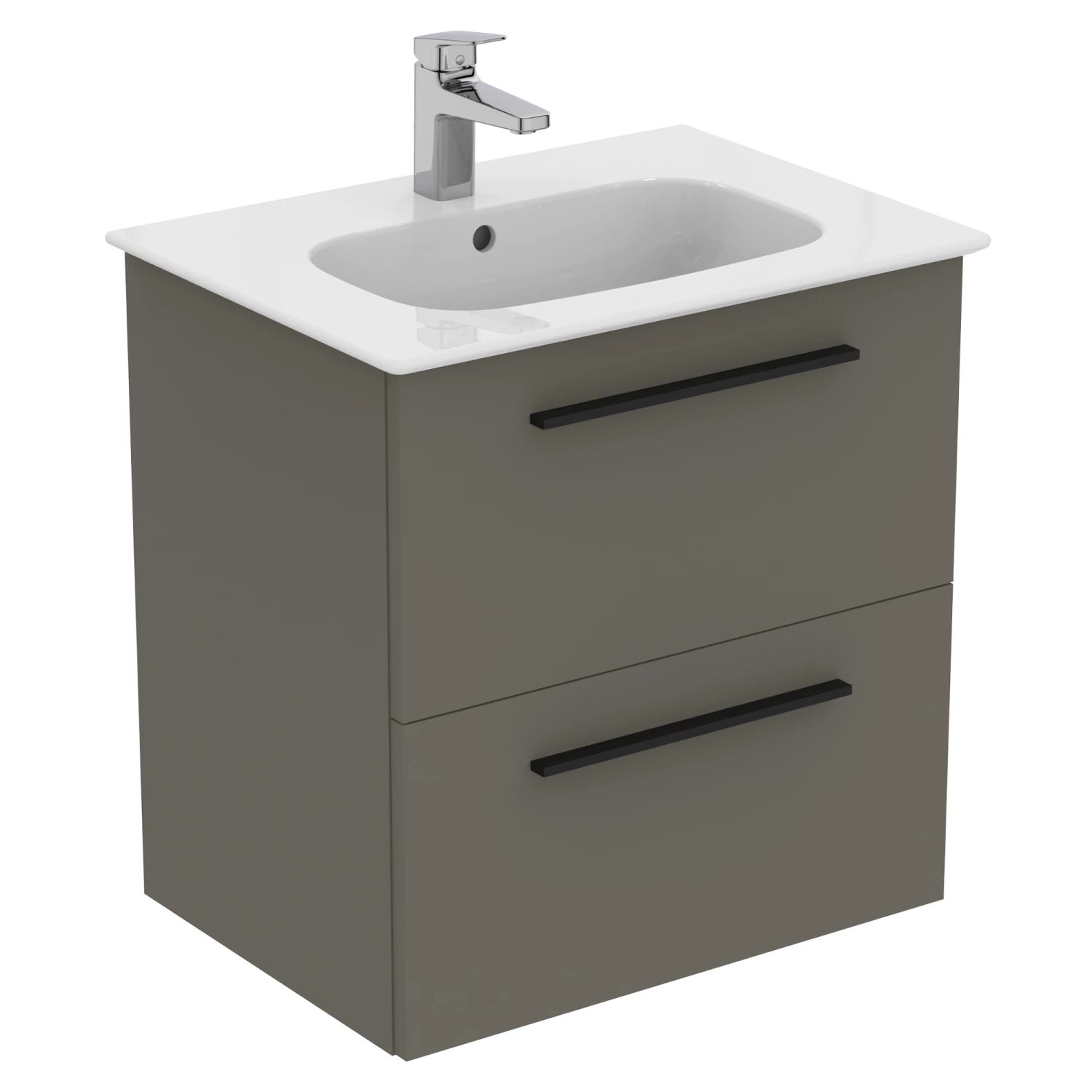 Ideal Standard I.life A 640mm Wall Mounted 2 Drawer Vanity Unit & Basin - Matt White With Brushed Chrome Handles 10 Ideal Standard I.life A 640mm Wall Mounted 2 Drawer Vanity Unit & Basin - Matt White With Brushed Chrome Handles - Image 8