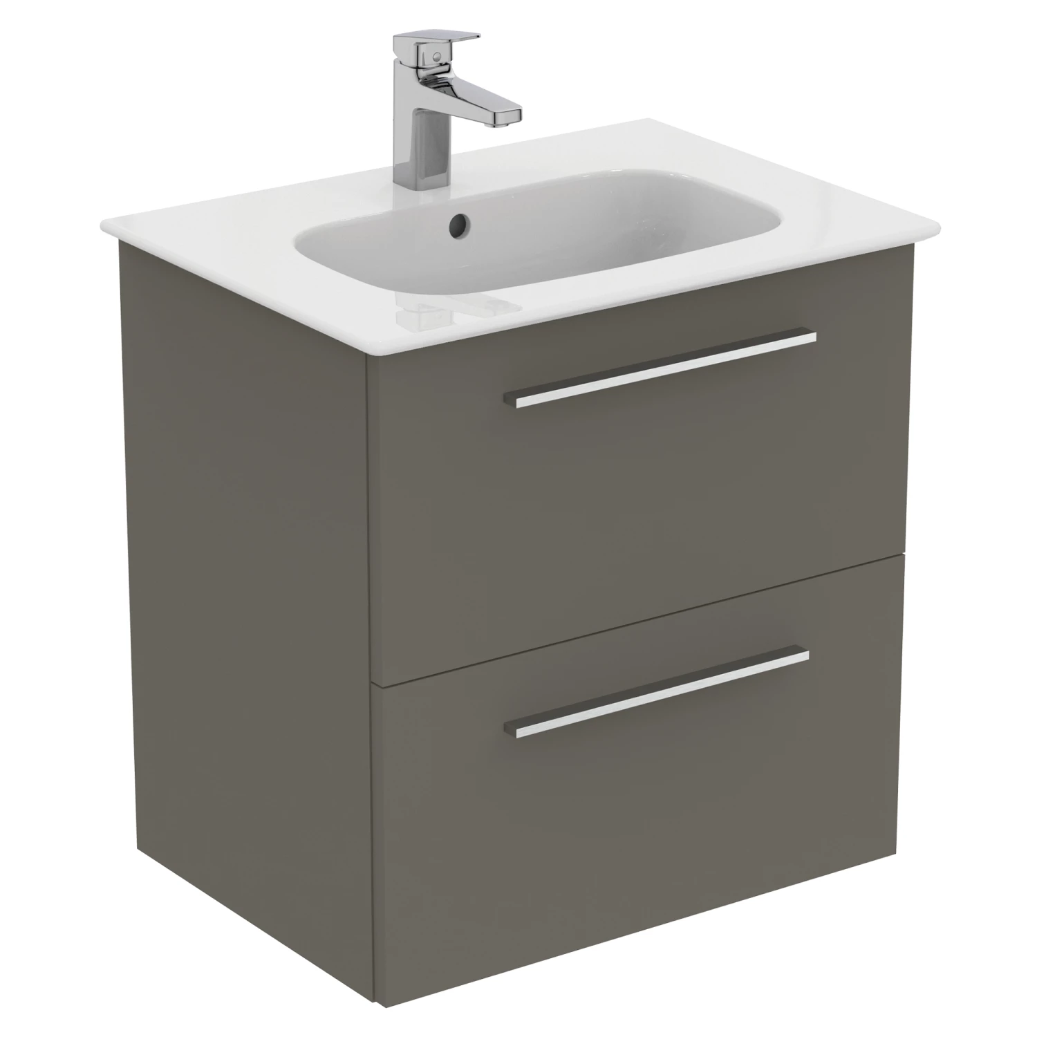 Ideal Standard I.life A 640mm Wall Mounted 2 Drawer Vanity Unit & Basin - Matt White With Brushed Chrome Handles 12 Ideal Standard I.life A 640mm Wall Mounted 2 Drawer Vanity Unit & Basin - Matt White With Brushed Chrome Handles - Image 10