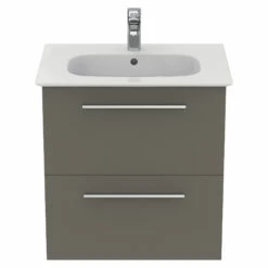 Ideal Standard I.life A 640mm Wall Mounted 2 Drawer Vanity Unit & Basin - Matt White With Brushed Chrome Handles 28 Ideal Standard I.life A 640mm Wall Mounted 2 Drawer Vanity Unit & Basin - Matt White With Brushed Chrome Handles -TAP WAREHOUSE Shop i.life a 640 wall 2 drawer vanity unit quartz chrome front