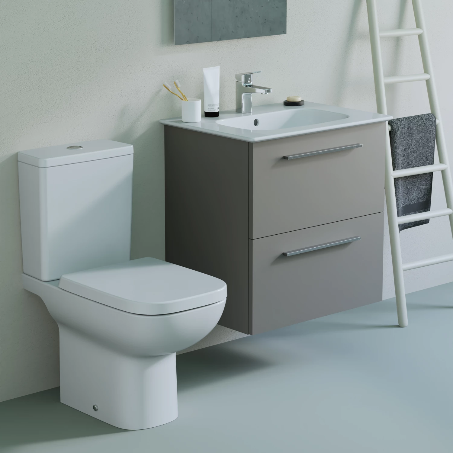 Ideal Standard I.life A 640mm Wall Mounted 2 Drawer Vanity Unit & Basin - Matt White With Brushed Chrome Handles 17 Ideal Standard I.life A 640mm Wall Mounted 2 Drawer Vanity Unit & Basin - Matt White With Brushed Chrome Handles - Image 15