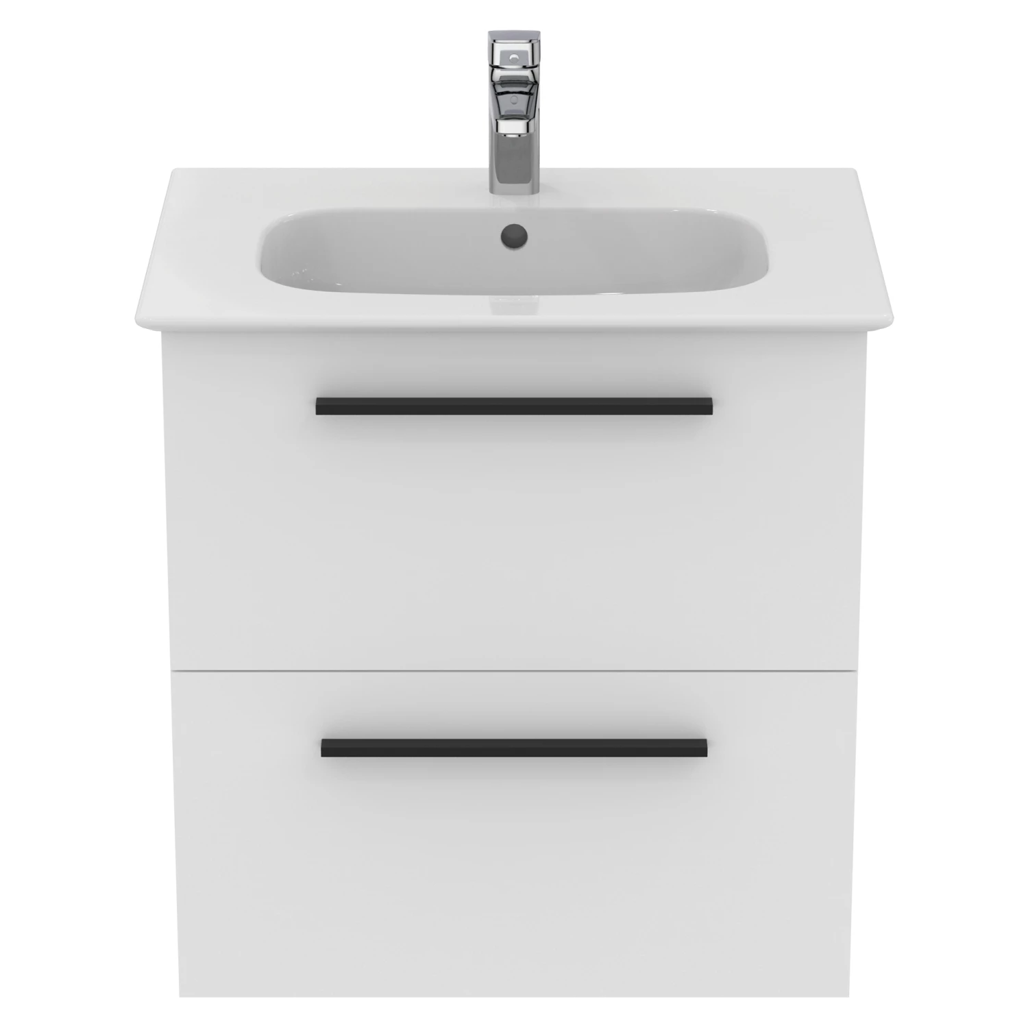 Ideal Standard I.life A 640mm Wall Mounted 2 Drawer Vanity Unit & Basin - Matt White With Brushed Chrome Handles 7 Ideal Standard I.life A 640mm Wall Mounted 2 Drawer Vanity Unit & Basin - Matt White With Brushed Chrome Handles - Image 5