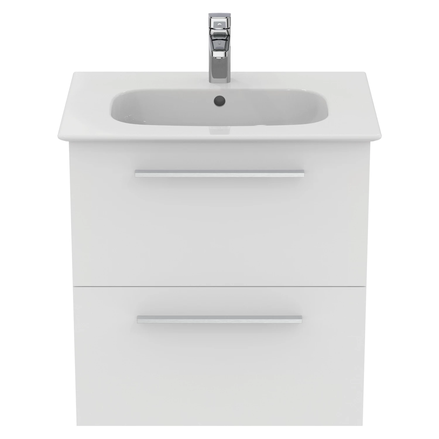 Ideal Standard I.life A 640mm Wall Mounted 2 Drawer Vanity Unit & Basin - Matt White With Brushed Chrome Handles 9 Ideal Standard I.life A 640mm Wall Mounted 2 Drawer Vanity Unit & Basin - Matt White With Brushed Chrome Handles - Image 7