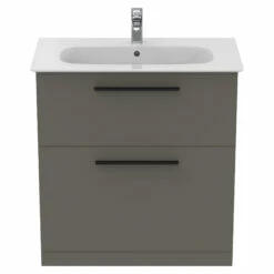 Ideal Standard I.life A 840mm Floorstanding 2 Drawer Vanity Unit & Basin - Quartz Grey Matt With Brushed Chrome Handles 16 Ideal Standard I.life A 840mm Floorstanding 2 Drawer Vanity Unit & Basin - Quartz Grey Matt With Brushed Chrome Handles -TAP WAREHOUSE Shop i.life a 840 floor 2 drawer vanity unit quartz black front