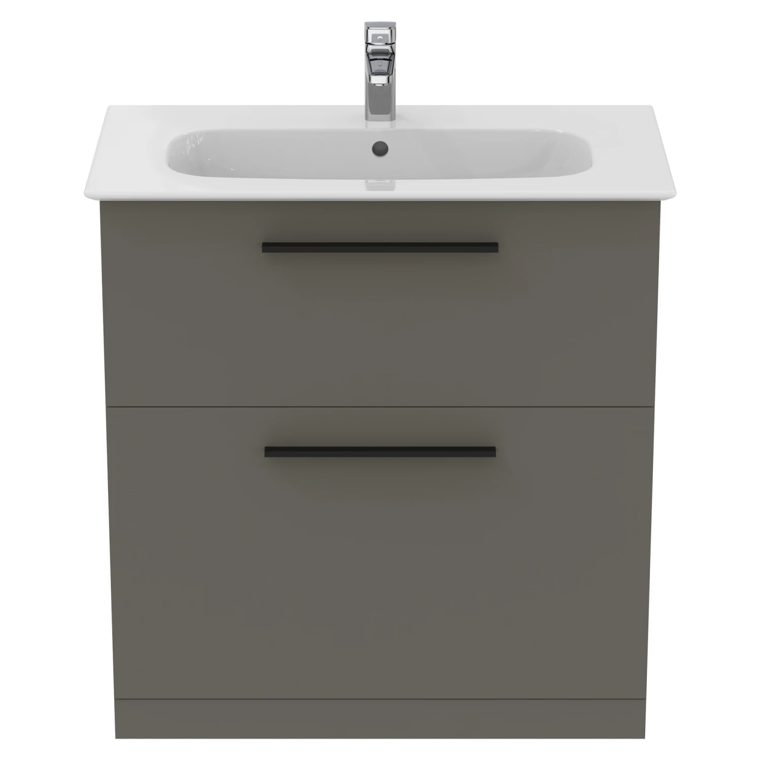 Ideal Standard I.life A 840mm Floorstanding 2 Drawer Vanity Unit & Basin - Quartz Grey Matt With Brushed Chrome Handles 8 Ideal Standard I.life A 840mm Floorstanding 2 Drawer Vanity Unit & Basin - Quartz Grey Matt With Brushed Chrome Handles - Image 6