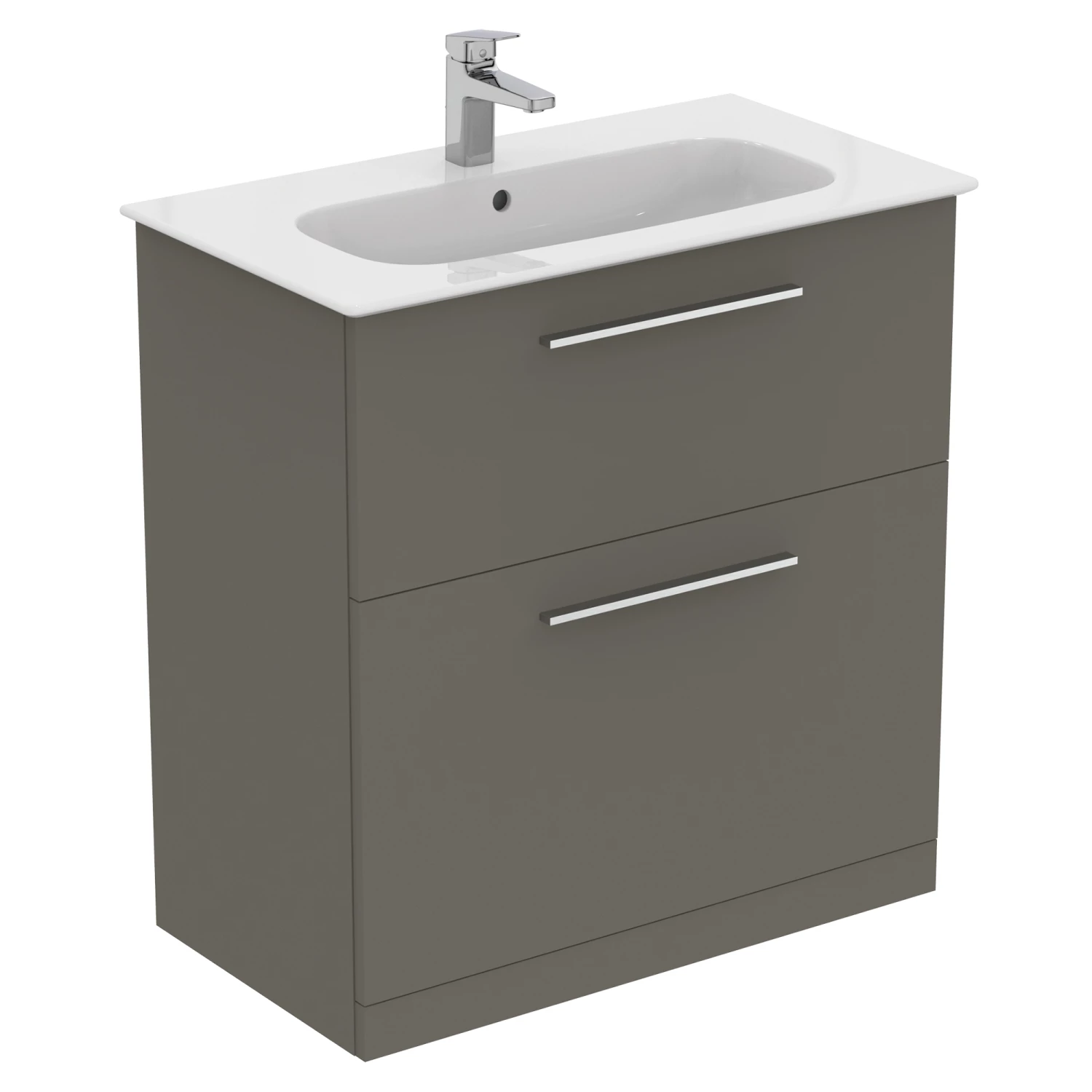 Ideal Standard I.life A 840mm Floorstanding 2 Drawer Vanity Unit & Basin - Quartz Grey Matt With Brushed Chrome Handles 9 Ideal Standard I.life A 840mm Floorstanding 2 Drawer Vanity Unit & Basin - Quartz Grey Matt With Brushed Chrome Handles - Image 7