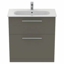 Ideal Standard I.life A 840mm Floorstanding 2 Drawer Vanity Unit & Basin - Quartz Grey Matt With Brushed Chrome Handles 18 Ideal Standard I.life A 840mm Floorstanding 2 Drawer Vanity Unit & Basin - Quartz Grey Matt With Brushed Chrome Handles -TAP WAREHOUSE Shop i.life a 840 floor 2 drawer vanity unit quartz chrome front