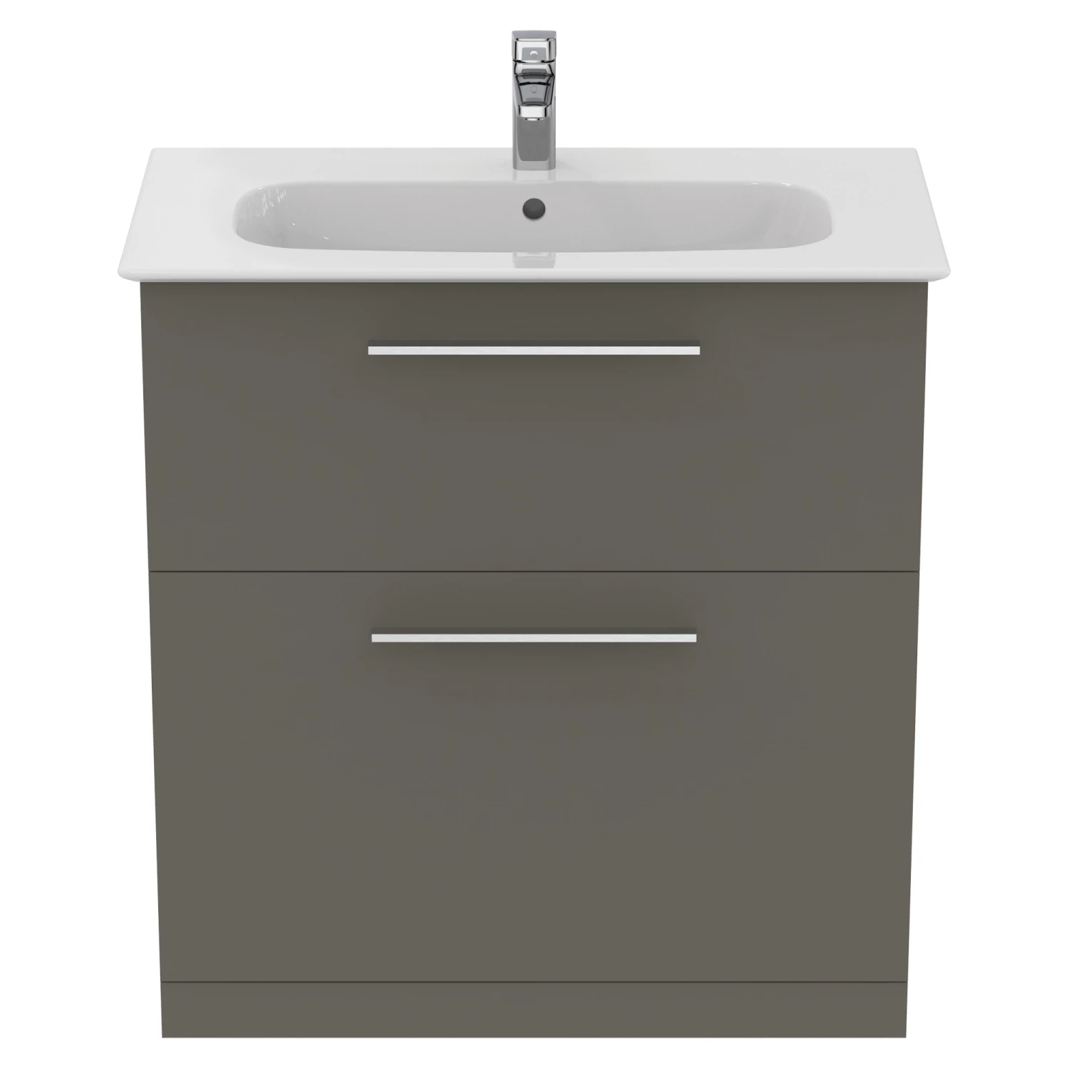 Ideal Standard I.life A 840mm Floorstanding 2 Drawer Vanity Unit & Basin - Quartz Grey Matt With Brushed Chrome Handles 10 Ideal Standard I.life A 840mm Floorstanding 2 Drawer Vanity Unit & Basin - Quartz Grey Matt With Brushed Chrome Handles - Image 8