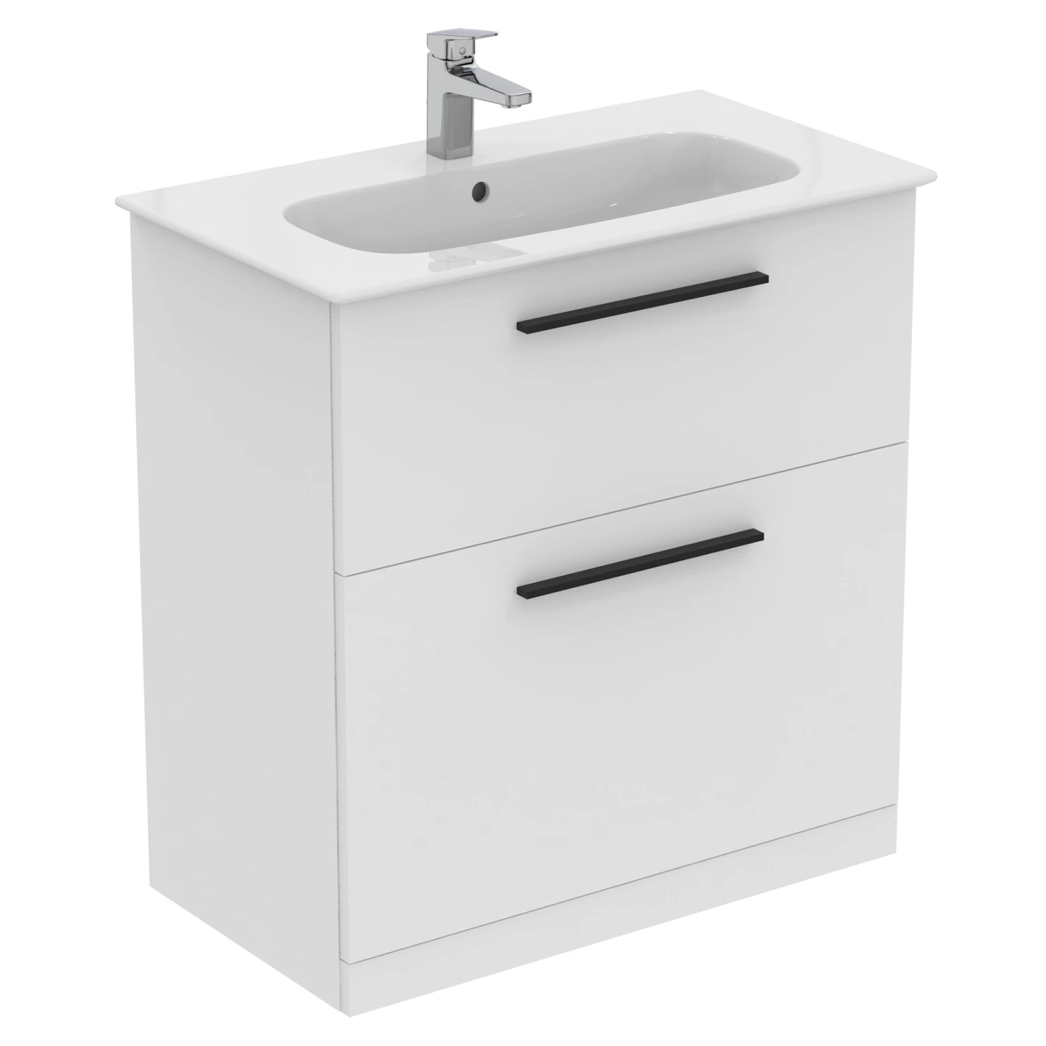 Ideal Standard I.life A 840mm Floorstanding 2 Drawer Vanity Unit & Basin - Quartz Grey Matt With Brushed Chrome Handles 3 Ideal Standard I.life A 840mm Floorstanding 2 Drawer Vanity Unit & Basin - Quartz Grey Matt With Brushed Chrome Handles