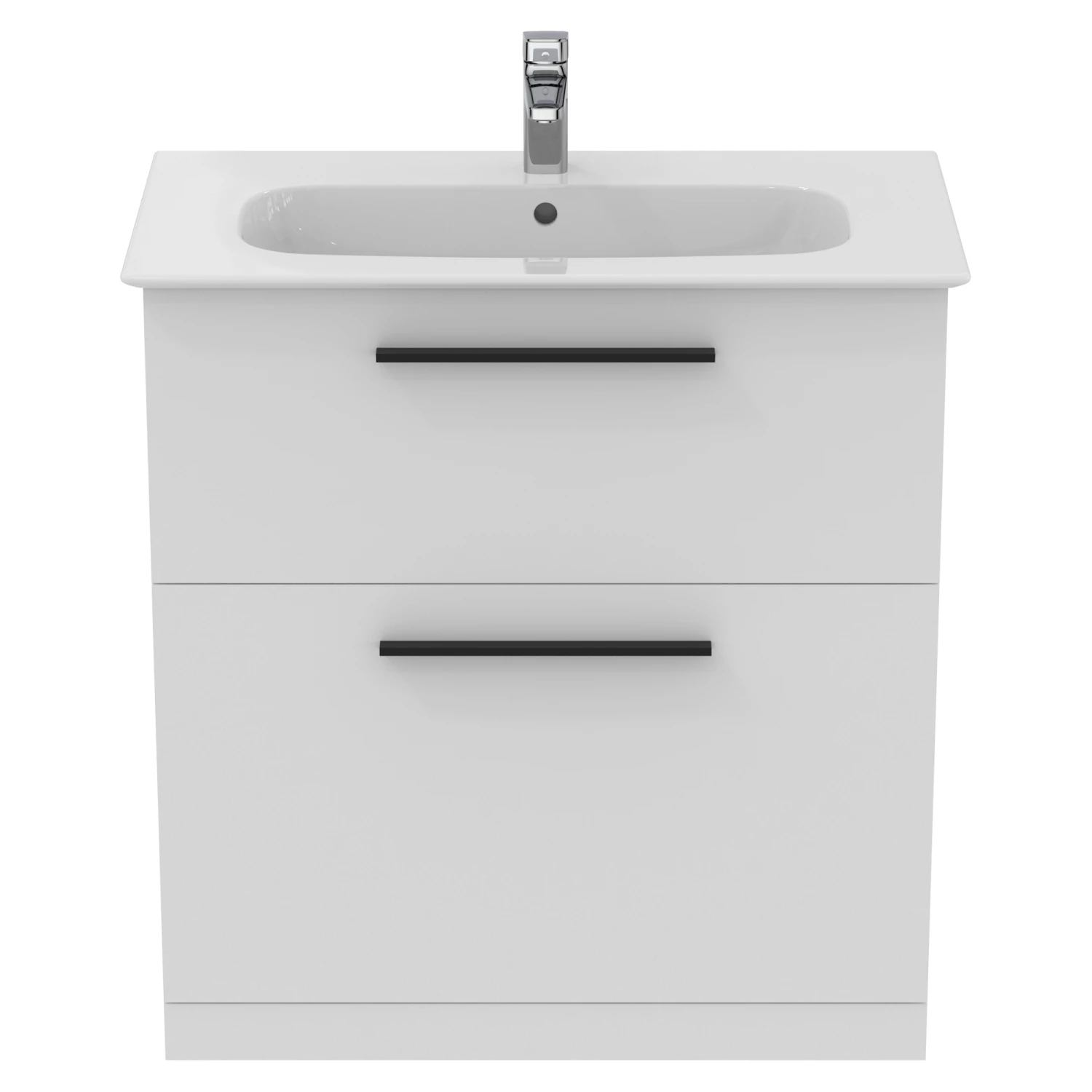 Ideal Standard I.life A 840mm Floorstanding 2 Drawer Vanity Unit & Basin - Quartz Grey Matt With Brushed Chrome Handles 4 Ideal Standard I.life A 840mm Floorstanding 2 Drawer Vanity Unit & Basin - Quartz Grey Matt With Brushed Chrome Handles - Image 2