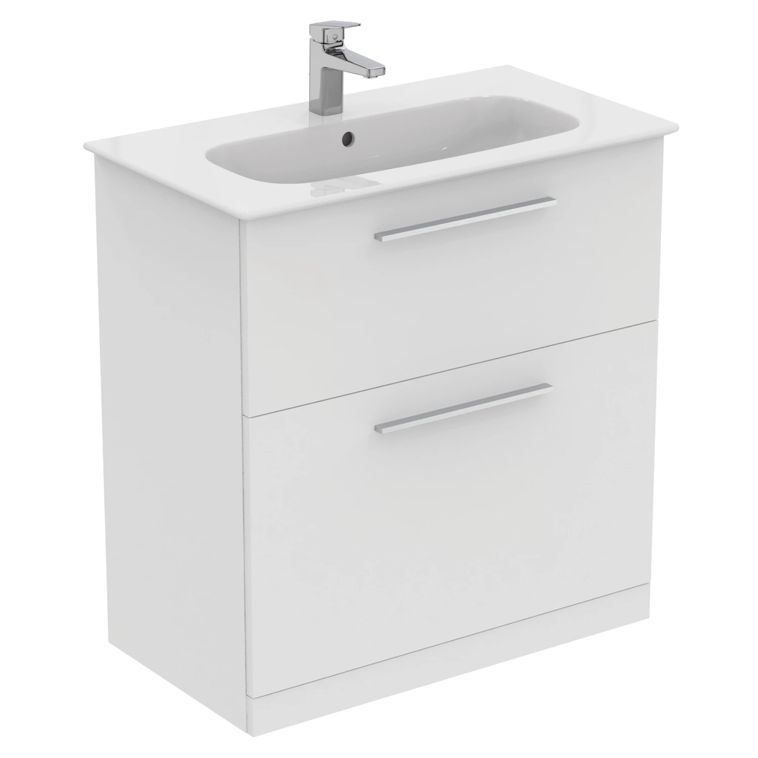 Ideal Standard I.life A 840mm Floorstanding 2 Drawer Vanity Unit & Basin - Quartz Grey Matt With Brushed Chrome Handles 5 Ideal Standard I.life A 840mm Floorstanding 2 Drawer Vanity Unit & Basin - Quartz Grey Matt With Brushed Chrome Handles - Image 3