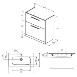 Ideal Standard I.life A 840mm Floorstanding 2 Drawer Vanity Unit & Basin - Quartz Grey Matt With Brushed Chrome Handles 19 Ideal Standard I.life A 840mm Floorstanding 2 Drawer Vanity Unit & Basin - Quartz Grey Matt With Brushed Chrome Handles -TAP WAREHOUSE Shop i.life a 840 floorstanding 2 drawer vanity unit basin tech