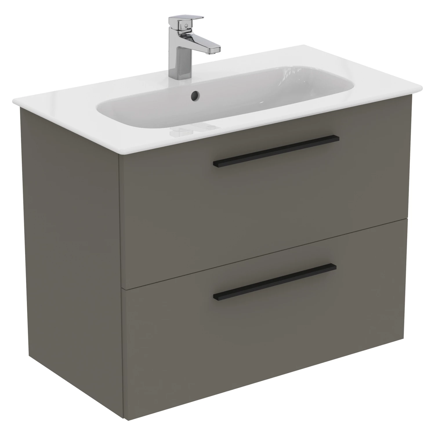 Ideal Standard I.life A 840mm Wall Mounted 2 Drawer Vanity Unit & Basin - Matt White With Brushed Chrome Handles 9 Ideal Standard I.life A 840mm Wall Mounted 2 Drawer Vanity Unit & Basin - Matt White With Brushed Chrome Handles - Image 7