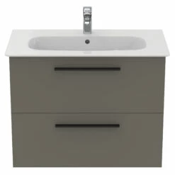 Ideal Standard I.life A 840mm Wall Mounted 2 Drawer Vanity Unit & Basin - Matt White With Brushed Chrome Handles 20 Ideal Standard I.life A 840mm Wall Mounted 2 Drawer Vanity Unit & Basin - Matt White With Brushed Chrome Handles -TAP WAREHOUSE Shop i.life a 840 wall 2 drawer vanity unit quartz black front