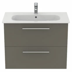 Ideal Standard I.life A 840mm Wall Mounted 2 Drawer Vanity Unit & Basin - Matt White With Brushed Chrome Handles 22 Ideal Standard I.life A 840mm Wall Mounted 2 Drawer Vanity Unit & Basin - Matt White With Brushed Chrome Handles -TAP WAREHOUSE Shop i.life a 840 wall 2 drawer vanity unit quartz chrome front