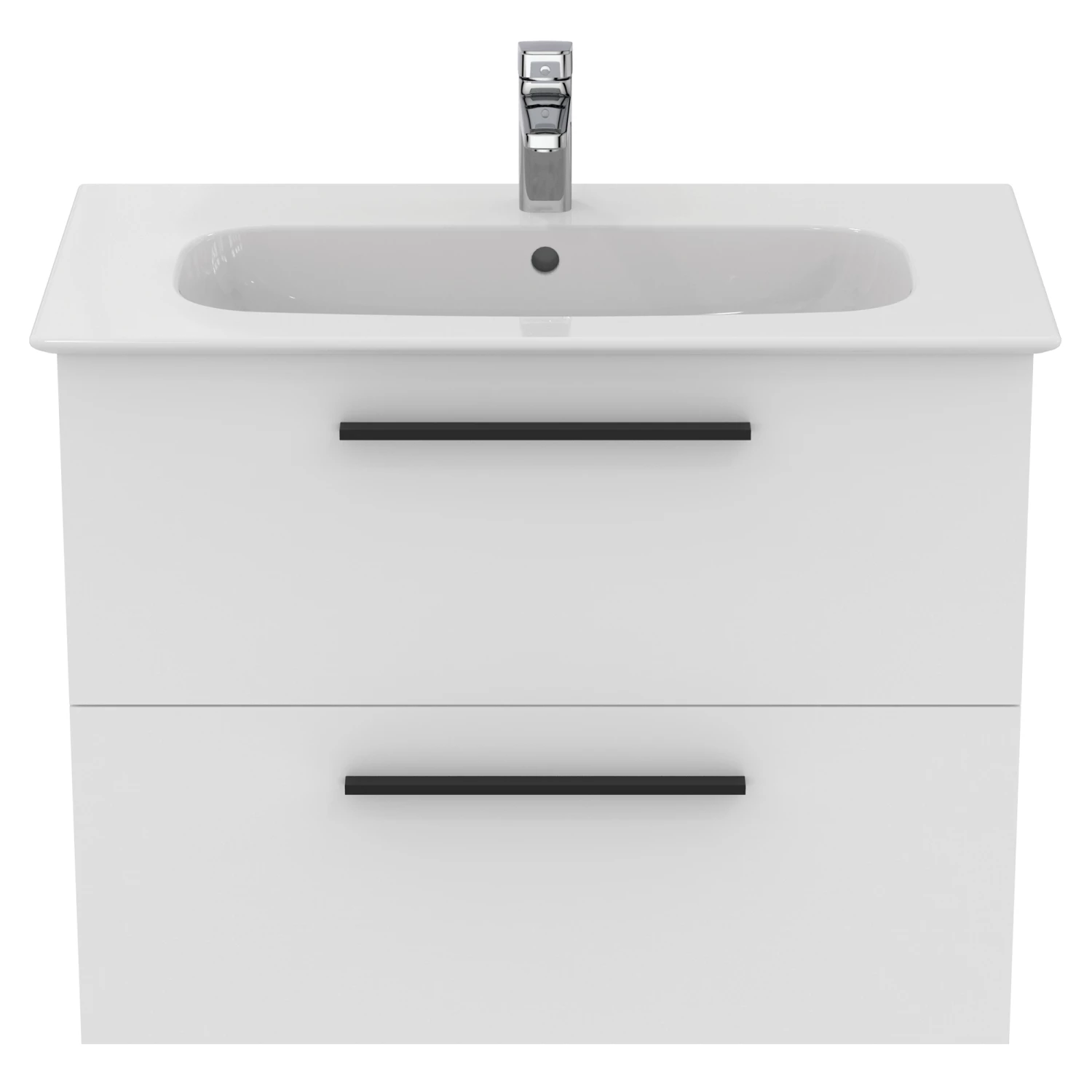 Ideal Standard I.life A 840mm Wall Mounted 2 Drawer Vanity Unit & Basin - Matt White With Brushed Chrome Handles 6 Ideal Standard I.life A 840mm Wall Mounted 2 Drawer Vanity Unit & Basin - Matt White With Brushed Chrome Handles - Image 4