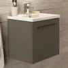 Ideal Standard I.life S 500mm Wall Mounted 1 Drawer Compact Vanity Unit & Basin - Matt White With Black Handle -TAP WAREHOUSE Shop i.life s 500 wall 1 drawer vanity unit quartz black lifestyle