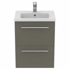 Ideal Standard I.life S 500mm Wall Mounted 2 Drawer Compact Vanity Unit & Basin - Matt White With Black Handles 18 Ideal Standard I.life S 500mm Wall Mounted 2 Drawer Compact Vanity Unit & Basin - Matt White With Black Handles -TAP WAREHOUSE Shop i.life s 500 wall 2 drawer vanity unit quartz chrome front