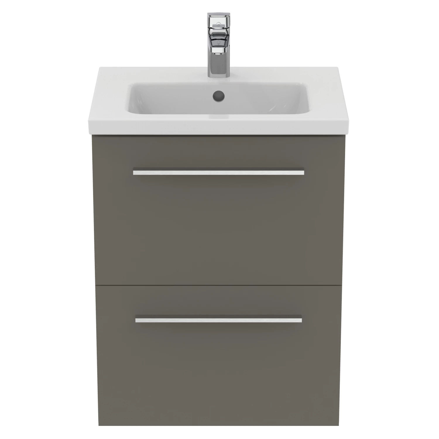 Ideal Standard I.life S 500mm Wall Mounted 2 Drawer Compact Vanity Unit & Basin - Matt White With Black Handles 10 Ideal Standard I.life S 500mm Wall Mounted 2 Drawer Compact Vanity Unit & Basin - Matt White With Black Handles - Image 8