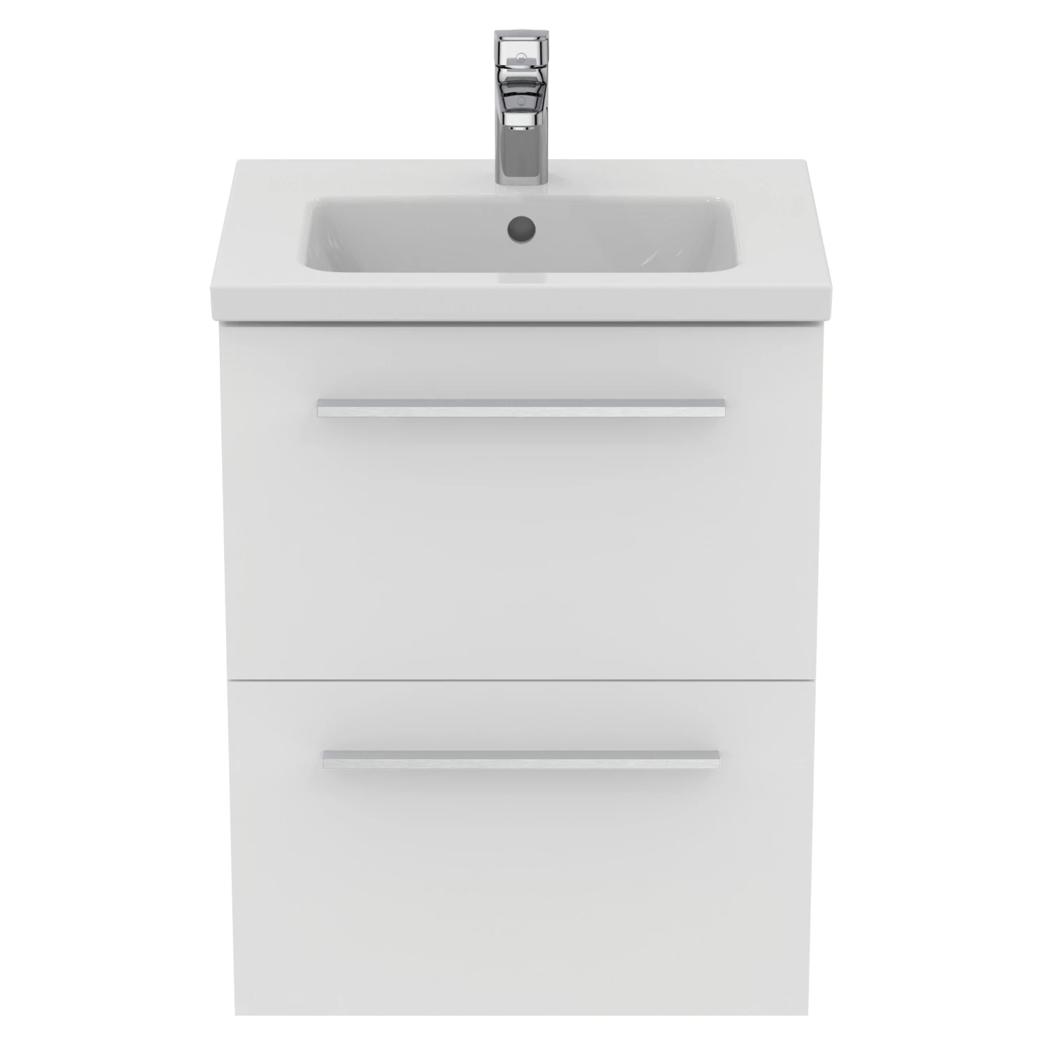 Ideal Standard I.life S 500mm Wall Mounted 2 Drawer Compact Vanity Unit & Basin - Matt White With Black Handles 6 Ideal Standard I.life S 500mm Wall Mounted 2 Drawer Compact Vanity Unit & Basin - Matt White With Black Handles - Image 4