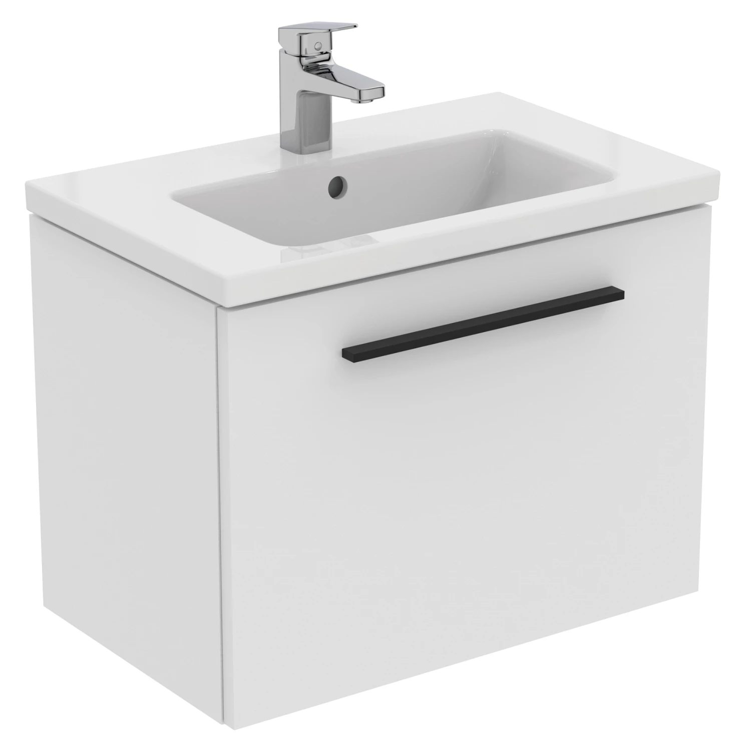 Ideal Standard I.life S 600mm Wall Mounted 1 Drawer Compact Vanity Unit & Basin - Quartz Grey Matt With Brushed Chrome Handle 7 Ideal Standard I.life S 600mm Wall Mounted 1 Drawer Compact Vanity Unit & Basin - Quartz Grey Matt With Brushed Chrome Handle - Image 5