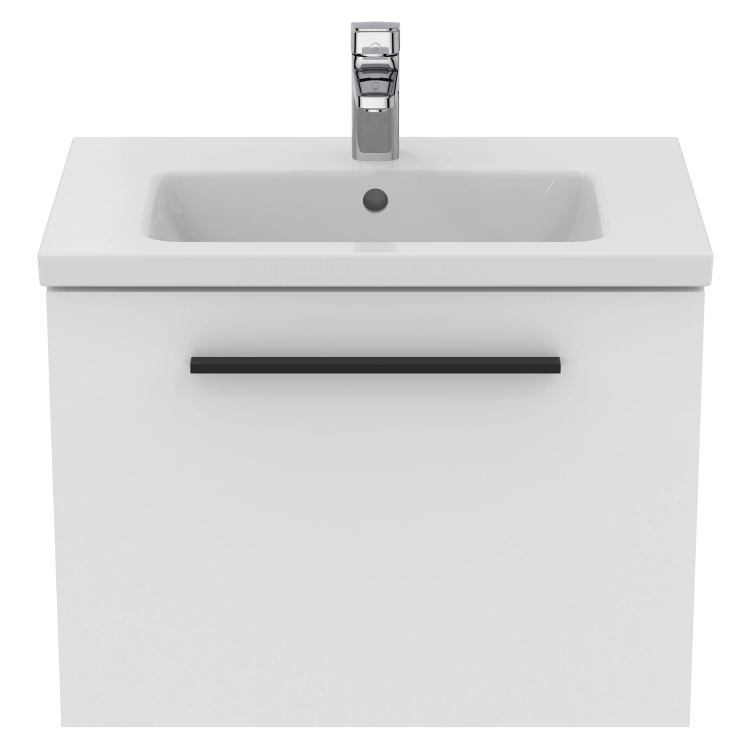 Ideal Standard I.life S 600mm Wall Mounted 1 Drawer Compact Vanity Unit & Basin - Quartz Grey Matt With Brushed Chrome Handle 8 Ideal Standard I.life S 600mm Wall Mounted 1 Drawer Compact Vanity Unit & Basin - Quartz Grey Matt With Brushed Chrome Handle - Image 6