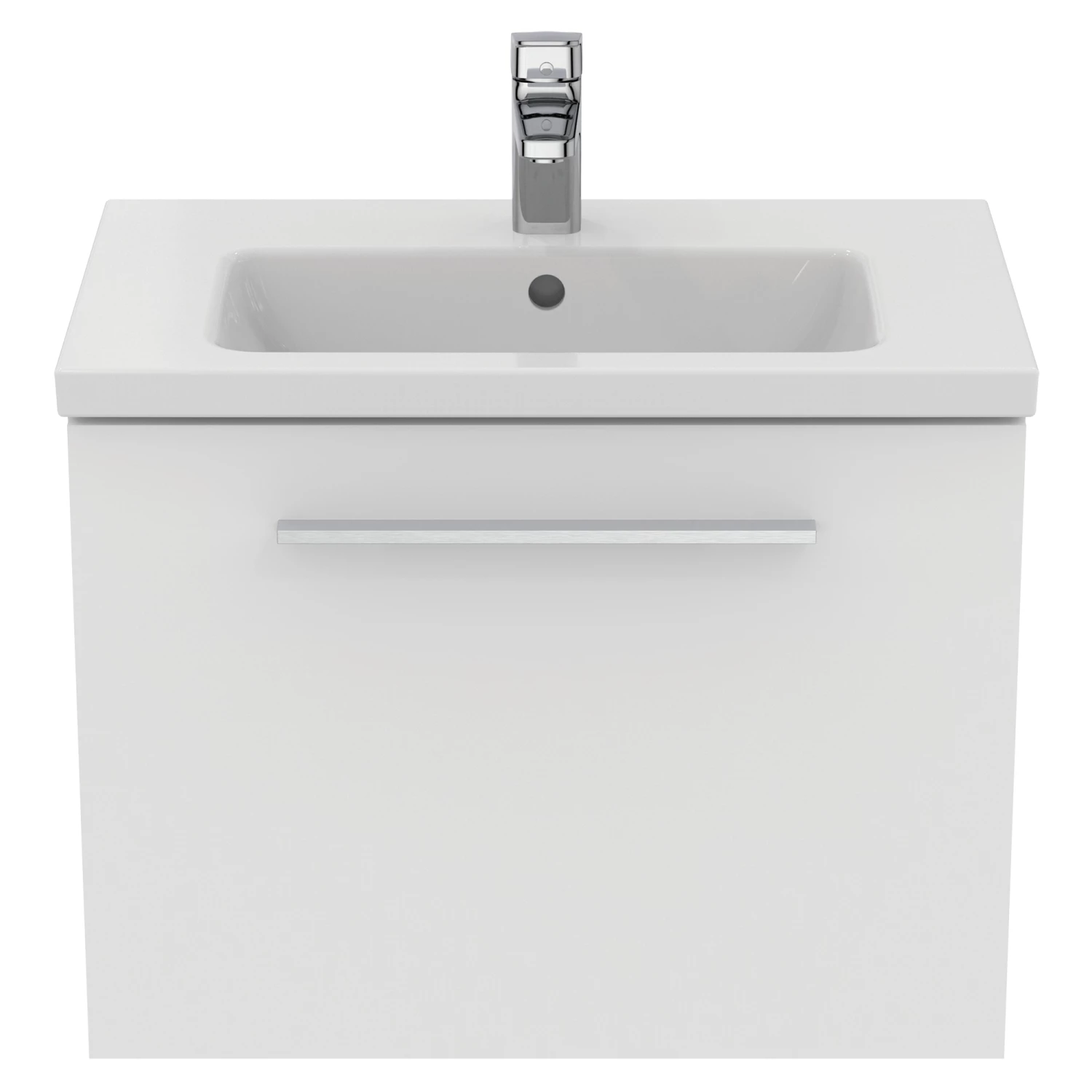 Ideal Standard I.life S 600mm Wall Mounted 1 Drawer Compact Vanity Unit & Basin - Quartz Grey Matt With Brushed Chrome Handle 10 Ideal Standard I.life S 600mm Wall Mounted 1 Drawer Compact Vanity Unit & Basin - Quartz Grey Matt With Brushed Chrome Handle - Image 8