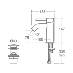 Ideal Standard Ceraline Mono Basin Mixer With Clicker Waste -TAP WAREHOUSE Shop ideal standard ceraline mixer waste drawing