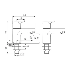Ideal Standard Ceraplan Basin Pillar Taps 11 Ideal Standard Ceraplan Basin Pillar Taps -TAP WAREHOUSE Shop ideal standard ceraplan basin pillar drawing