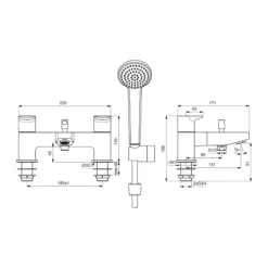 Ideal Standard Ceraplan Bath Shower Mixer & Shower Kit 13 Ideal Standard Ceraplan Bath Shower Mixer & Shower Kit -TAP WAREHOUSE Shop ideal standard ceraplan bath mixer drawing