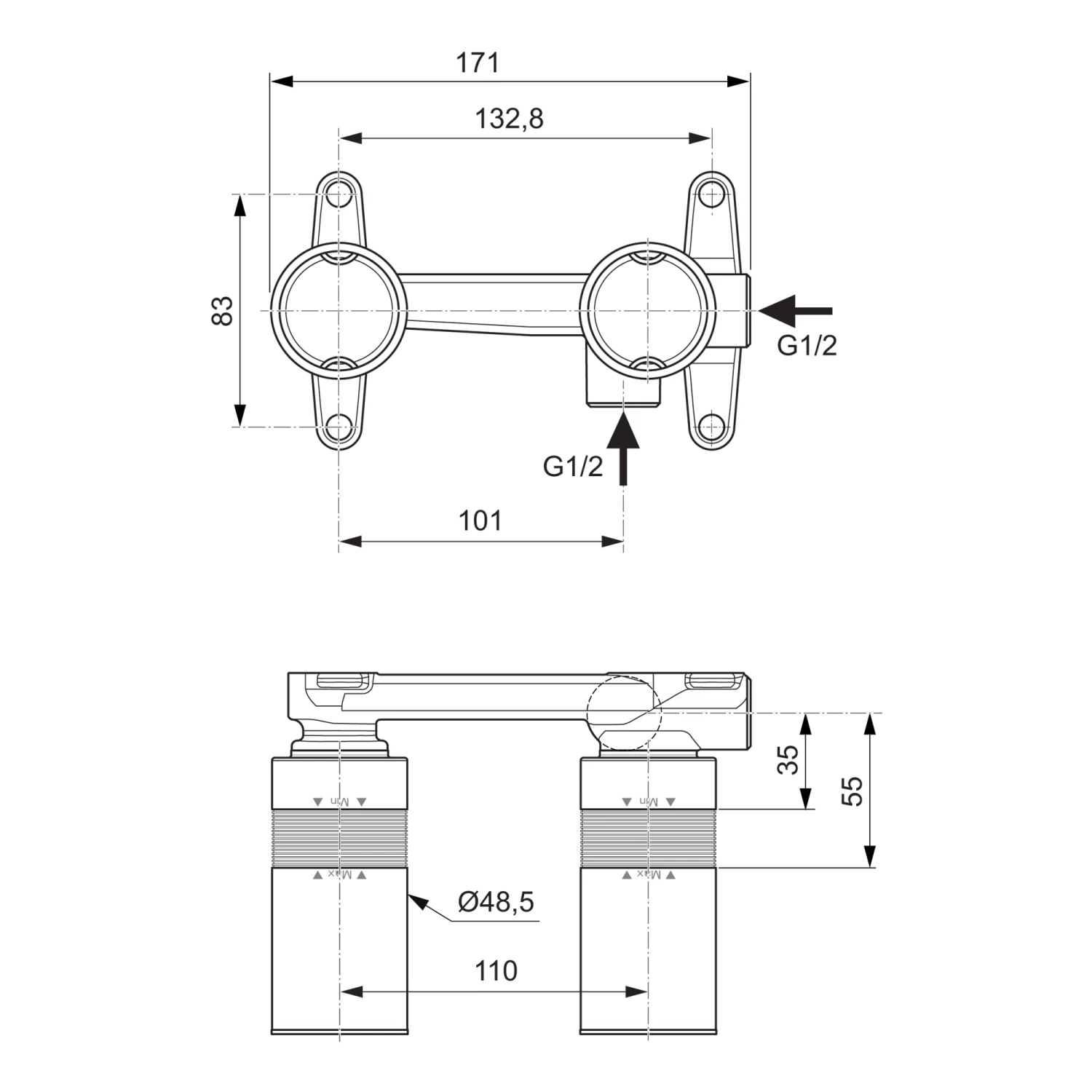 Ideal Standard Ceraplan Built-In Basin Mixer Kit 4 Ideal Standard Ceraplan Built-In Basin Mixer Kit - Image 2