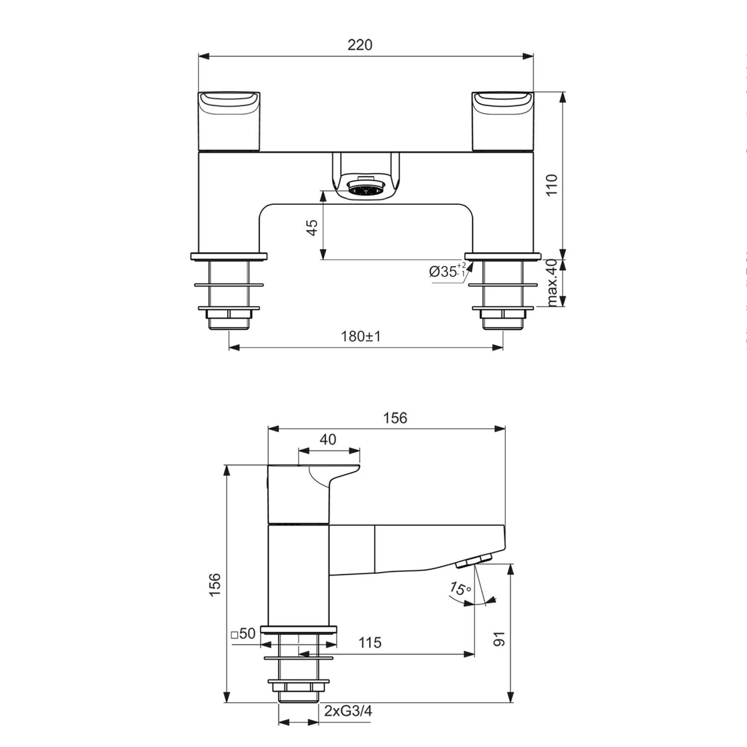 Ideal Standard Ceraplan Silk Black Deck Mounted Bath Filler Tap 6 Ideal Standard Ceraplan Silk Black Deck Mounted Bath Filler Tap - Image 4