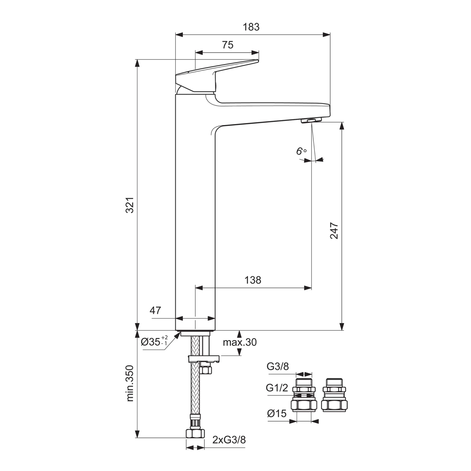 Ideal Standard Ceraplan Tall Mono Basin Mixer Tap 7 Ideal Standard Ceraplan Tall Mono Basin Mixer Tap - Image 5