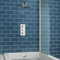 Imogen Concealed Shower Valve, 400mm Fixed Shower Head, 380mm Curved Wall Shower Arm & Overflow Bath Filler With Clicker Waste