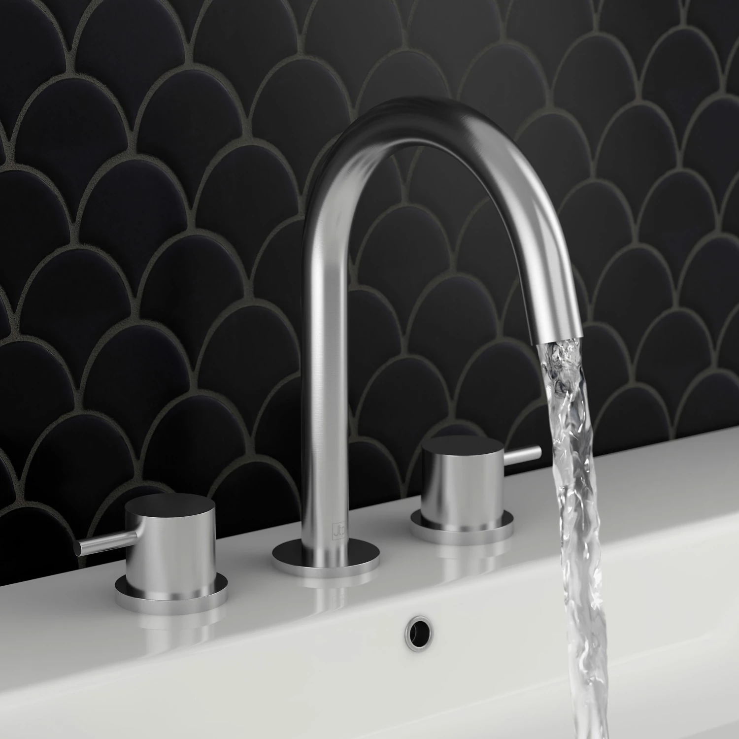 Inox Brushed Stainless Steel 3 Hole Deck Mounted Basin Mixer 3 Inox Brushed Stainless Steel 3 Hole Deck Mounted Basin Mixer