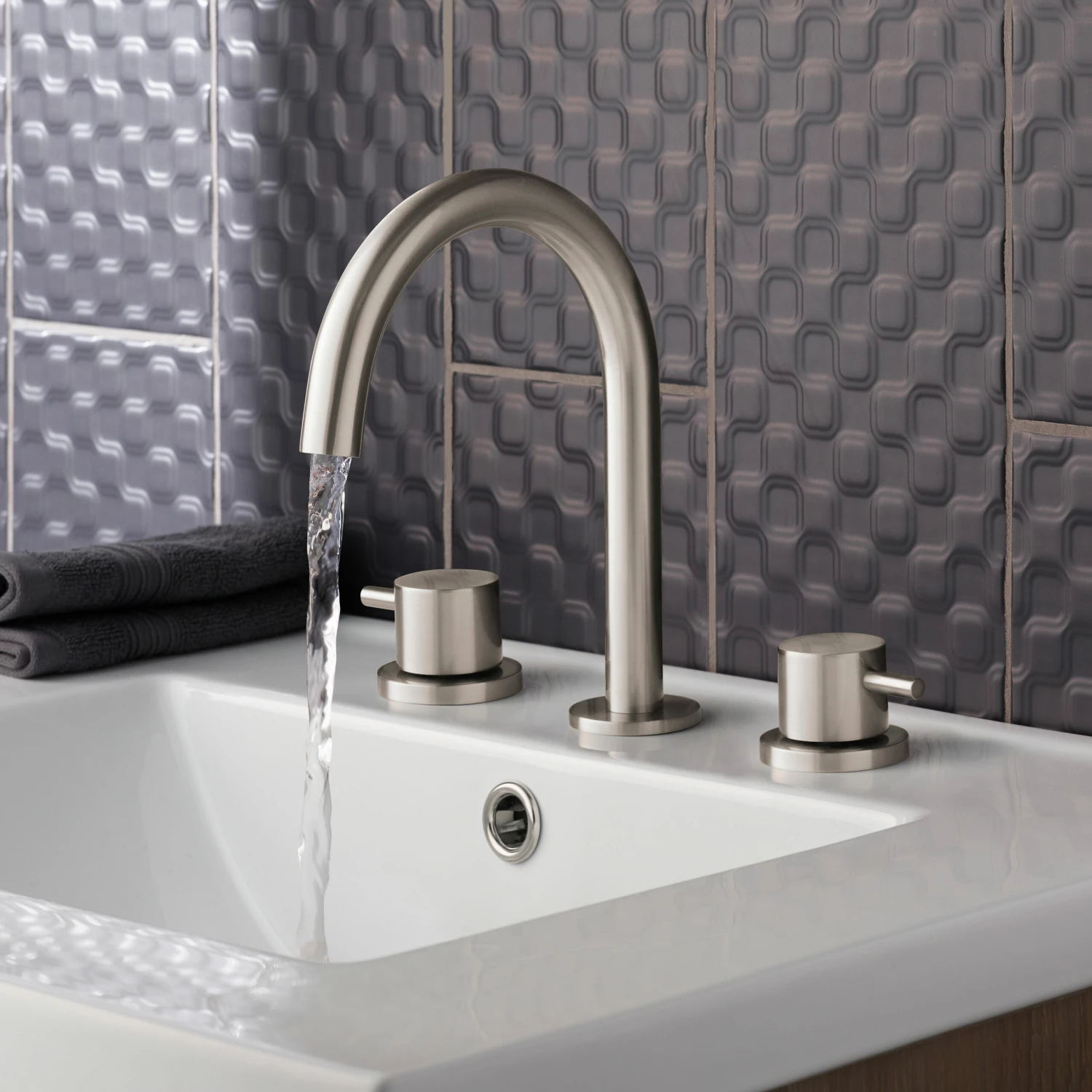 Inox Brushed Stainless Steel 3 Hole Deck Mounted Basin Mixer 5 Inox Brushed Stainless Steel 3 Hole Deck Mounted Basin Mixer - Image 3