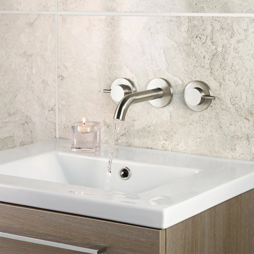 Inox Brushed Stainless Steel Wall Mounted Basin Mixer 4 Inox Brushed Stainless Steel Wall Mounted Basin Mixer - Image 2