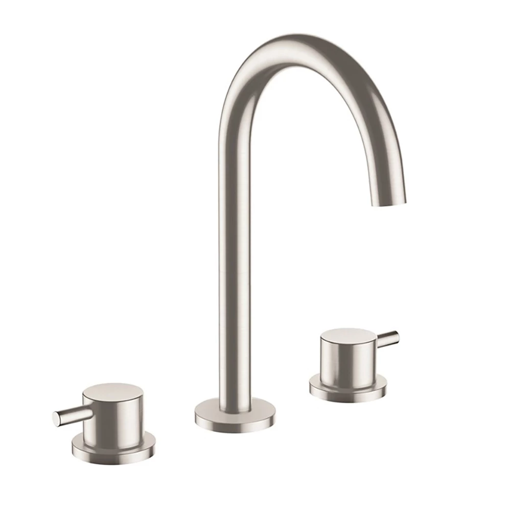 Inox Brushed Stainless Steel 3 Hole Deck Mounted Basin Mixer 4 Inox Brushed Stainless Steel 3 Hole Deck Mounted Basin Mixer - Image 2