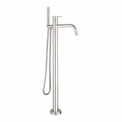 Inox Brushed Stainless Steel Floor Mounted Bath Shower Mixer With Kit
